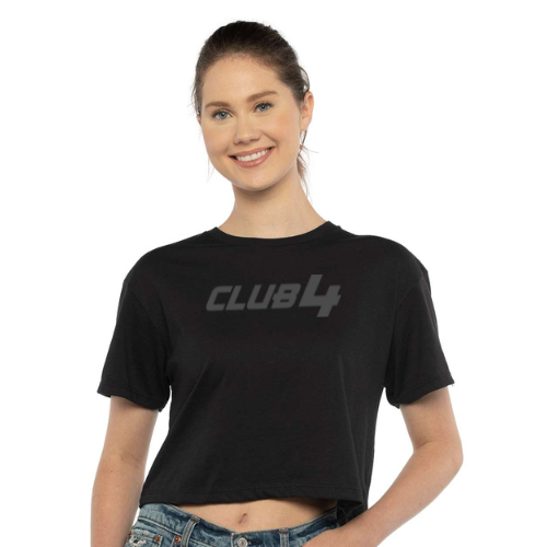 Monochrome Short Sleeve Crop Top - Black