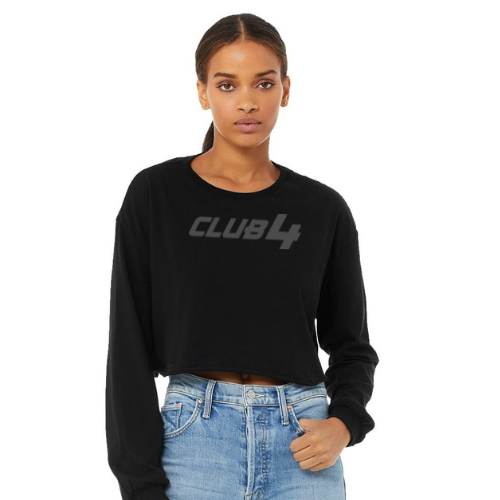 Monochrome Long Sleeve Crop Top - Black