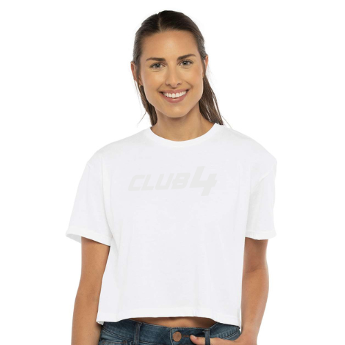 Monochrome Short Sleeve Crop Top - White